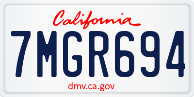 CA license plate 7MGR694