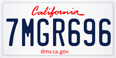 CA license plate 7MGR696