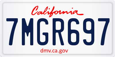 CA license plate 7MGR697