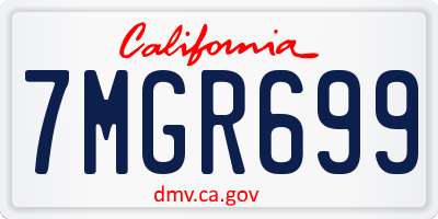 CA license plate 7MGR699