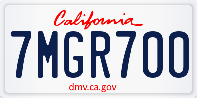 CA license plate 7MGR700