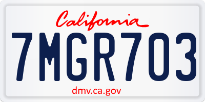 CA license plate 7MGR703