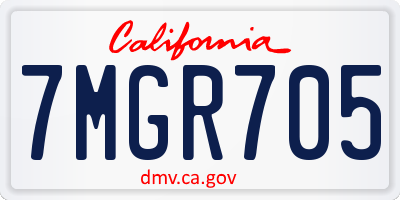 CA license plate 7MGR705