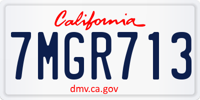 CA license plate 7MGR713