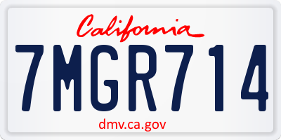 CA license plate 7MGR714
