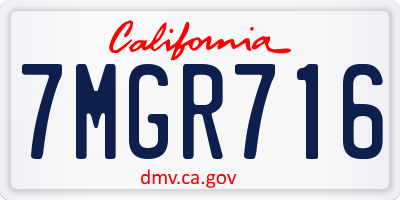 CA license plate 7MGR716