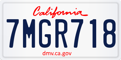 CA license plate 7MGR718