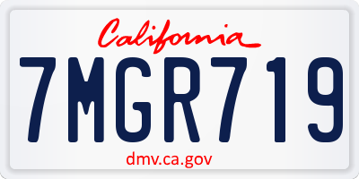 CA license plate 7MGR719