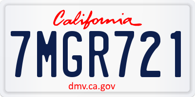 CA license plate 7MGR721