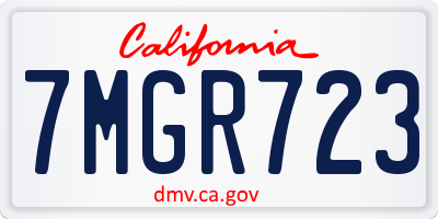 CA license plate 7MGR723