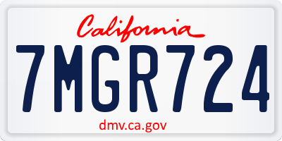 CA license plate 7MGR724