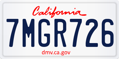 CA license plate 7MGR726
