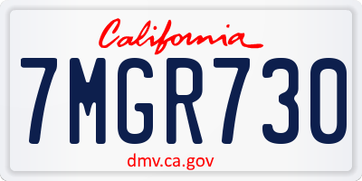 CA license plate 7MGR730
