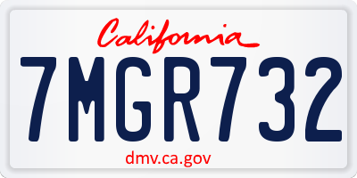 CA license plate 7MGR732