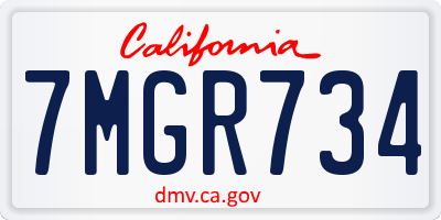 CA license plate 7MGR734