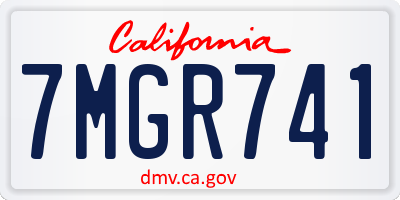 CA license plate 7MGR741