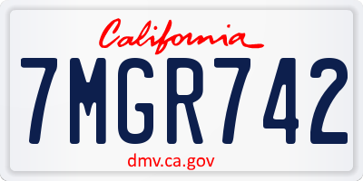 CA license plate 7MGR742