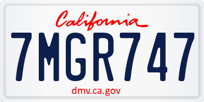 CA license plate 7MGR747