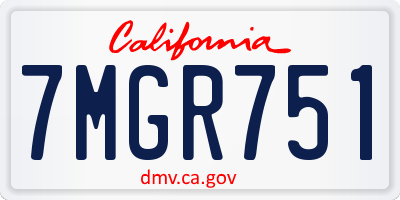 CA license plate 7MGR751