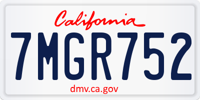 CA license plate 7MGR752