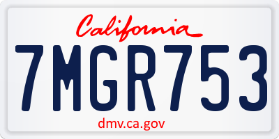 CA license plate 7MGR753