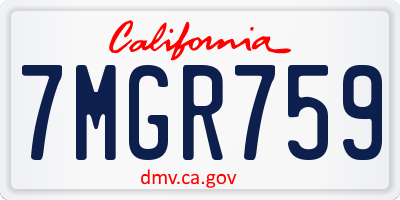 CA license plate 7MGR759