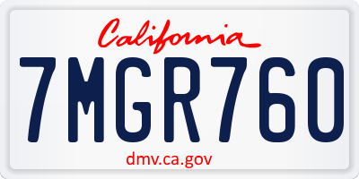 CA license plate 7MGR760