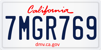 CA license plate 7MGR769