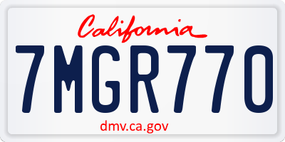 CA license plate 7MGR770