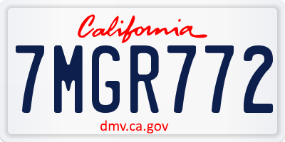 CA license plate 7MGR772