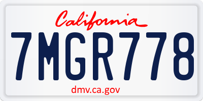 CA license plate 7MGR778