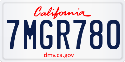 CA license plate 7MGR780