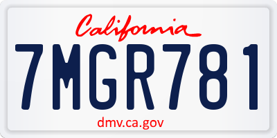 CA license plate 7MGR781