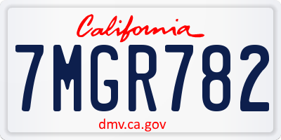 CA license plate 7MGR782