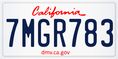 CA license plate 7MGR783