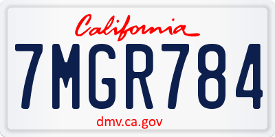 CA license plate 7MGR784
