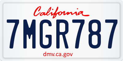 CA license plate 7MGR787