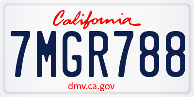CA license plate 7MGR788