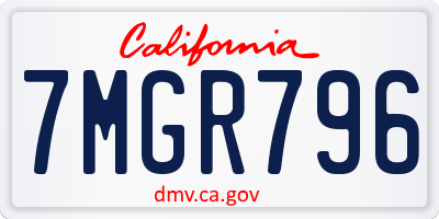 CA license plate 7MGR796