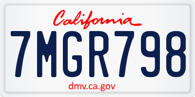 CA license plate 7MGR798