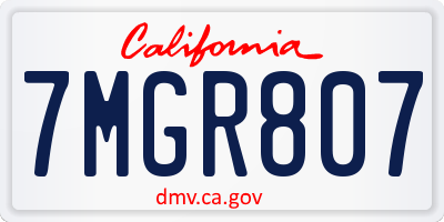 CA license plate 7MGR807
