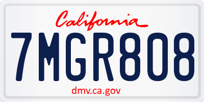 CA license plate 7MGR808