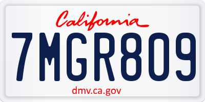 CA license plate 7MGR809