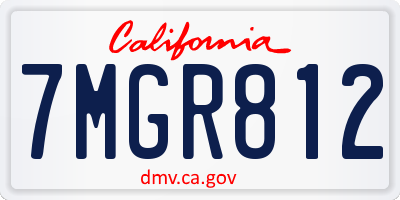 CA license plate 7MGR812