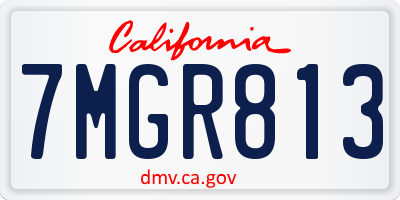 CA license plate 7MGR813