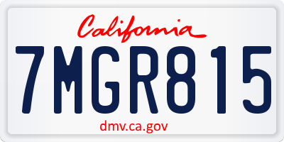 CA license plate 7MGR815