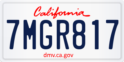 CA license plate 7MGR817