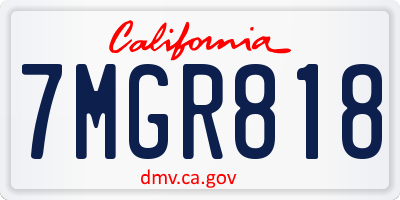 CA license plate 7MGR818