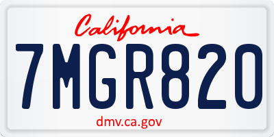 CA license plate 7MGR820