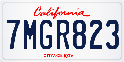 CA license plate 7MGR823